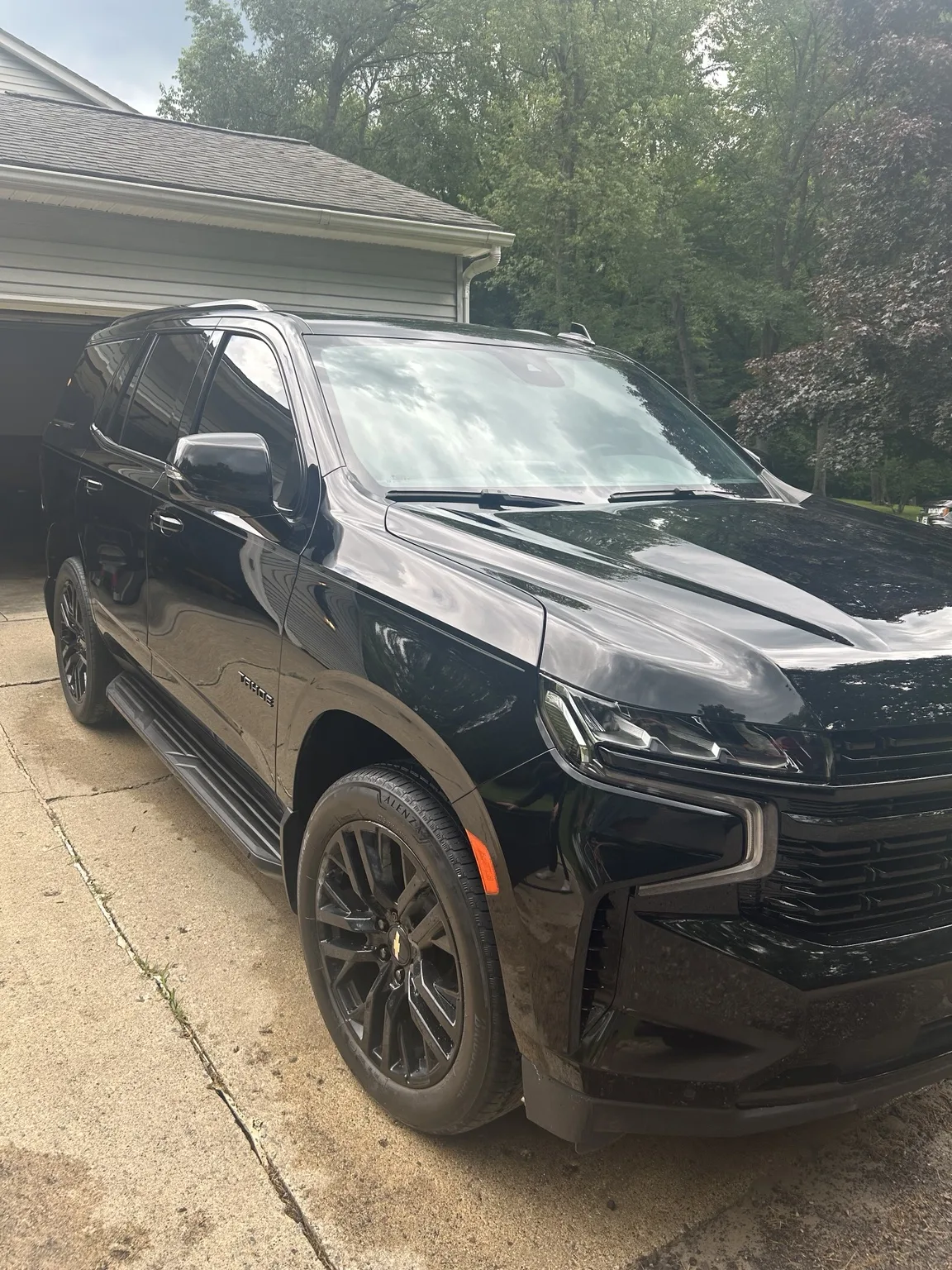 Black Chevrolet Tahoe exterior after NorthLine detailing